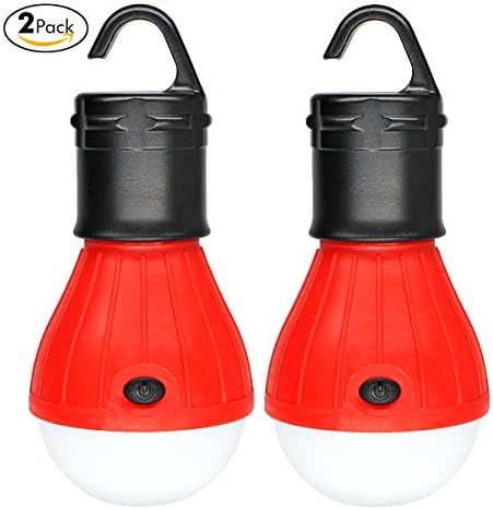 2 Pack Sanniu Portable LED Lantern Tent Light Bulb for Camping Hiking Fishing Emergency Light, Battery Powered Camping Equipment Gear Gadgets Lamp for Outdoor &amp; Indoor(RED)