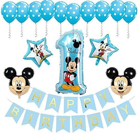 Amazon Com Be Happy Mickey Mouse 1st Birthday Decorations Banner