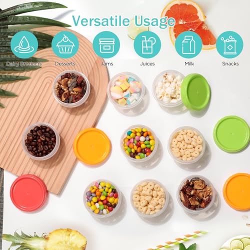 VINATO Set of 18 Airtight Food Containers, 200 ml Small Food Containers with Leakproof Lid, Set of Airtight Plastic Tupers in Red, Green & Orange, Stackable