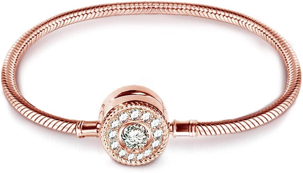 GNOCE Charm Bracelet Sterling Silver 18k Rose Gold Plated