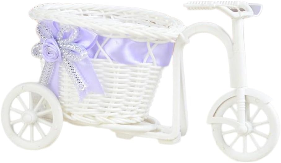 TREESTAR Hand-made Plastic Bike / Tricycle Shape Flower Baskets for Desktop Wedding Office Family Art Decoration 1PCS