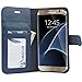 Galaxy S7 Edge Case by Abacus24-7, Blue Flip Leather Wallet Case and Stand Compatible with Samsung Galaxy S7 Edge Phone