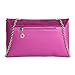 b.m.c BMC Large Pink Faux Suede Gold Metal Chain Accent Envelope Style Clutch Handbag