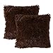MIULEE Pack of 2 Luxury Faux Fur Throw Pillow Cover Deluxe Decorative Plush Pillow Case Cushion Cover Shell for Sofa Bedroom Car 18 x 18 Inch Chocolate