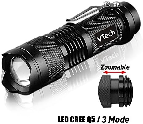 VTech17 brightest Tactical Flashlight - The Original 300 Lumen Ultra Bright, LED Mini 3 Mode Flashlight, Tools for Hiking, Hunting, Fishing and Camping, military flashlight - set of 1 - Balck