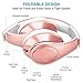 WXY Bluetooth Headphones Over Ear, Foldable Wireless Wired Bluetooth 4.2 Headphones Microphone, on Headsets Volume Control Kids Women in Cell Phones iPhone TV PC, Rose Gold