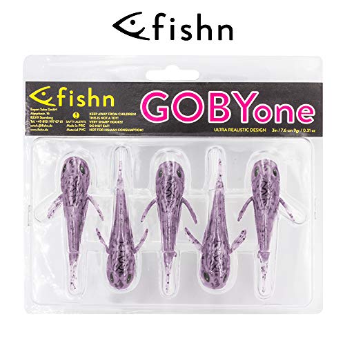 FISHN 5er Set GOBYone 7,6cm 9gr Ultra Realistische Grundel Gummifisch zum Angeln auf Barsch und – Bild 8
