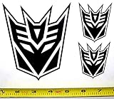 Transformers - Decepticon Set of 3 HQ Single Color High Gloss Black Vinyl Sticker Decals