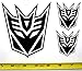 Transformers - Decepticon Set of 3 HQ Single Color High Gloss Black Vinyl Sticker Decals