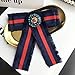 Rhinestore Crystal Women/Men Pre Tie Striped Ribbon Collar Tie Brooch Pin