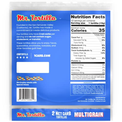 Mr. Tortilla Low Carb Keto Soft Taco Shells, Vegan, Quesadillas