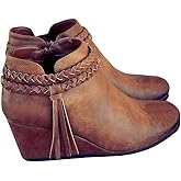 Womens Wedge Ankle Boots Braided Fringe Strap Western Heeled Fall Booties Dress Shoes