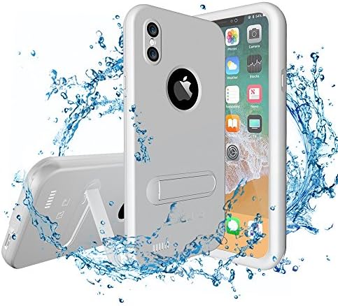Deenor iPhone X Waterproof Case, IP68 Waterproof Dropproof Shockproof Snowproof Underwater Full-body Rugged With Built-in Screen Protector Stand Case Cover For Apple iPhone X/iPhone 10 - White