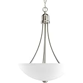 Progress Lighting Gather Collection 2-Light Etched Glass Brushed Nickel Traditional Foyer Pendant Hanging Light