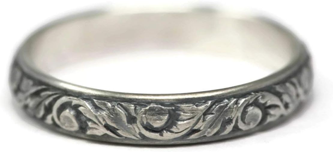 925 Sterling Silver Vine Pattern Band (US 7)