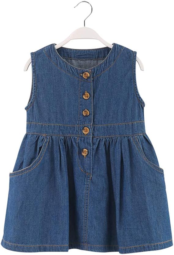 Amazon Jktown 子供服 女の子 デニム ワンピース ジャンパースカート ノースリーブ キッズ服 食事会 お出かけ着 普段着 Aライン キッズ ガールズ カジュアル 通学 通園 可愛い Xx444 ワンピース チュニック 通販