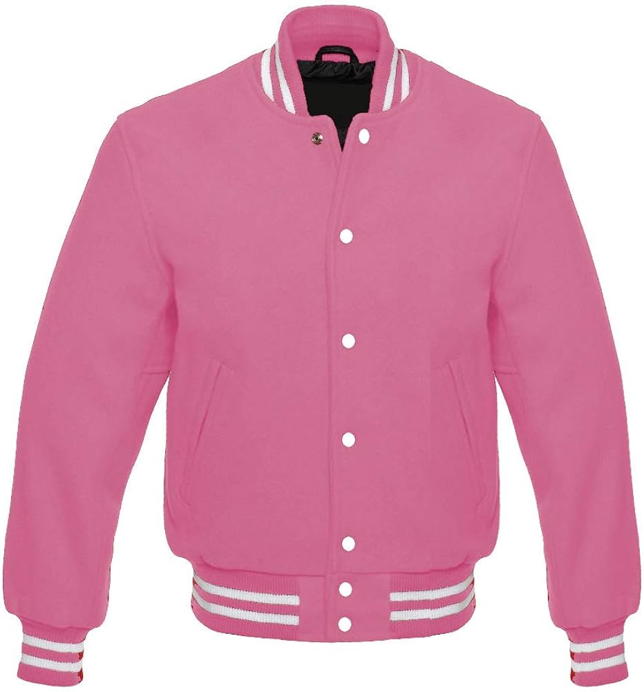 GFS ORIGINAL VARSITY PREMIUM LETTERMAN JACKET ALL LIGHT PINK BODY