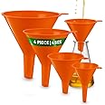 KarZone Oil Funnel Set (Orange, 4-Pack) – Plastic Funnels for Automotive Use – Funnels for Kitchen Use Filling Bottles and co