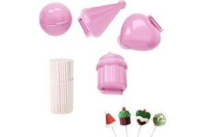 Leanockesa 4pcs Cake Pop Molds and 100pcs Cake Pops, Reusable Purple Mold Set for Baking, DIY Desserts, Candy, Chocolate Make