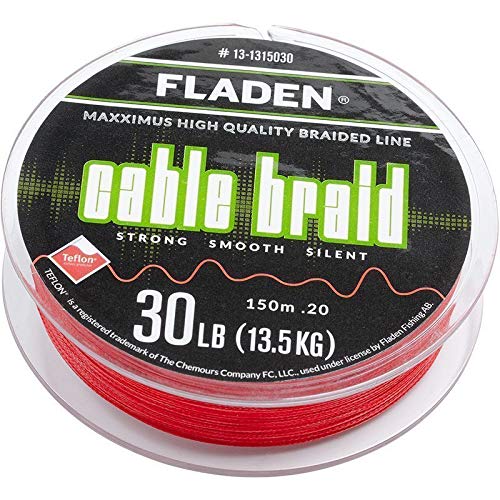FLADEN Fishing 150m Spools of Quality CABLE BRAID Strong Smooth Teflon Coated Braided Line Ideal Spinning (Red, 150m - 30lb to 0.20mm) [13-1315030]