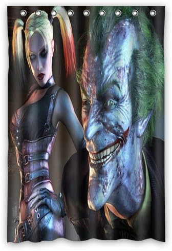 Custom Fashion Design Batman Arkham City Joker Harley Quinn Shower Curtain Home Decoration Mildew Waterproof Polyester Fabric Bathroom Shower Curtain 48" x 72" Inch