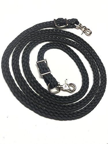 flat braided paracord reins black FR26