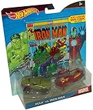 Hot Wheels Marvel Hulk vs. Iron Man Character Car 2-Pack with Comic