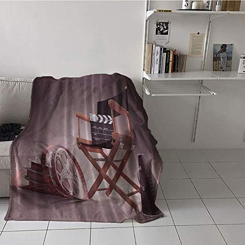 Custom homelife Children's Blanket Throw All Season Blanket (30 by 50 Inch,Directors Chair Seat Movie Lover Film Set Studios Strip Ribbon Storyboard Render Art Digital Print Aubergine Purple Brown