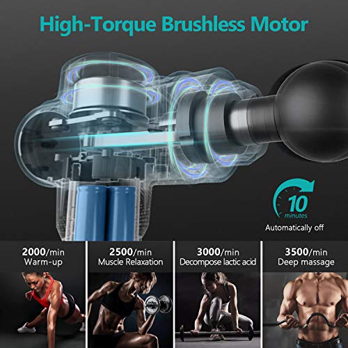 LDesign Massage Gun, High-Torque Brushless Motor Professional Deep Tissue Percussion Muscle Massager, 30 Speed High-Intensity Vibration Quiet Rechargeable Muscle Massager, 11 Massage Heads Portable Massage Gun for Gym Office Home Workout Re