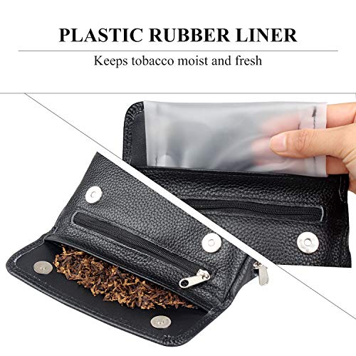 FIREDOG Leather Smoking Pipe Bag Pouch Case for 2 Pipes (Black)