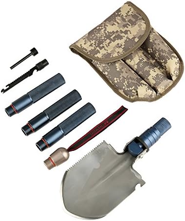 BFU Multi-function Military Folding Shovel, Mini Tactical Entrenching Tool, Multi Purpose for Camping, Backpacking, Outdoor Hiking, Garden, Snow, Car, Self-Defense Kit with Storage Bag