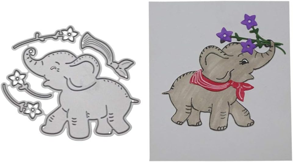 Elephant Die Cuts for Card Making, YESSKO Metal Cutting Dies Die Cut Stencil Pattern Template Mould for DIY Embossing Scrapbooking Birthday Festival Decorations Decor New