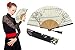 OMyTea Folding Hand Fan for Women - with a Fabric Sleeve for Protection - Chinese/Japanese Vintage Retro Style for Wedding, Dancing, Church, Party, Gifts (White)