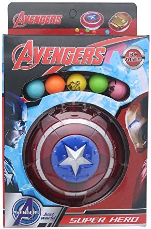 Avengers Captain America Toy - Captain America Marble Shooter with 5 Colors of Launchable Avengers Marbles - DK Reserve Toys
