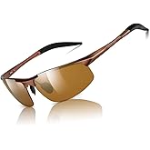 aisswzber Mens Sports Polarized Sunglasses Driving Metal Frame UV Protection Sunglasses For Men 8177