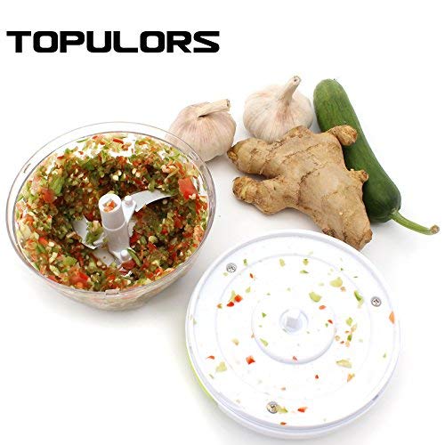 TOPULORS 2019 Manual Food Chopper Hand-Powered Food Chopper Compact Handheld Onion Chopper, Garlic Squeezer, Ginger Slicer, Pepper Cut, Herbs Chop, Cheeses Chopper Masher