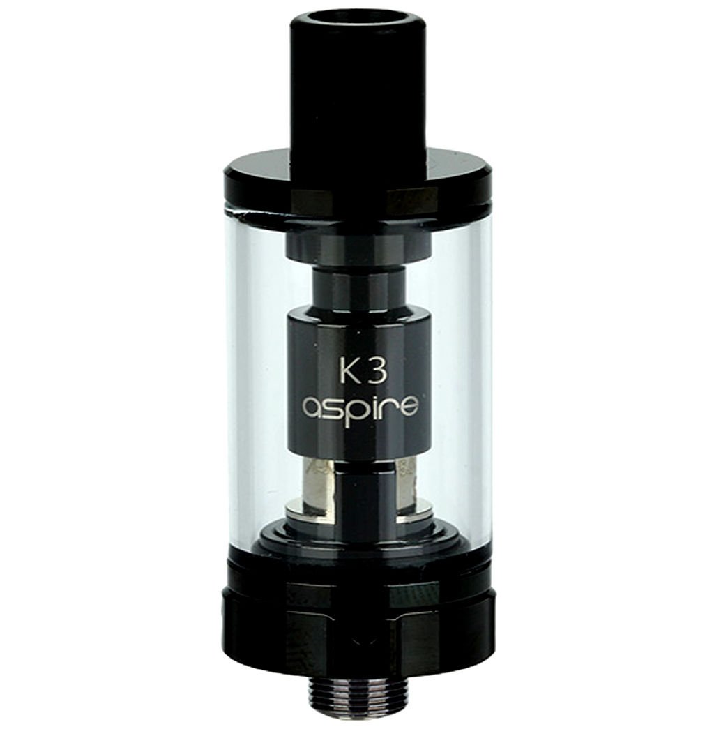 Aspire K3 BVC Atomizer Tank, Smooth Flavour and Vapour, Perfect for MTL Vaping, Run Nic Salts, 2mL Capacity, Works With Nautilus BVC Coils, E Cigarettes Tanks, E Cig Tops, No Nicotine (Black)