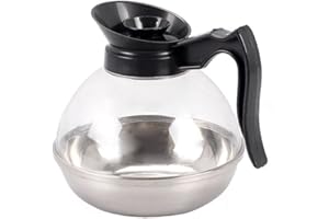 ADESUGATA Coffee Jug,Stainless Steel Bottom Hot Plate Base Tea Pot Restaurant Glass Filter Coffee Heated Decanter