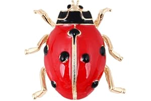 QUREZA Ladybug Brooch Cute Insect Brooch Rhinestone Drip Oil Enamel Seven Star Ladybug Corsage Cartoon Animal Shape Brooch Insects Animals Hobby Jewelry Gifts