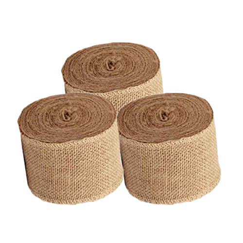 AAYU 3-Pack Burlap Ribbon 90' in Total | 1 1/2" x 10 Yards | Natural Jute | Total 30 Yards