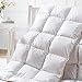 HOMFY Premium Cotton Comforter Queen,Quilted Comforter with Corner Tabs, Soft and Breathable (White, Queen)
