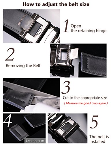 Sumcoa Men's Ostrich Skin Embossed Pattern Automatic Buckle Genuine Cow Leather Belts Ratchet Belt 35mm Wide Color Light Brown