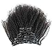 ZigZag Hair Clip In Human Hair Extensions Afro Kinky Curly Peruvian Virgin African American 4B 4C Clip in Hair Extensions Natural Clip Ins For Black Women (18inch, 4B 4C)