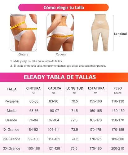 Eleady Pantalones Moldeadores de Cuerpo para Mujer Control de Abdomen Levantamiento de Glúteos Fajas Entrecruzadas Fajas de Cintura Alta Panties Adelgazantes de Muslos