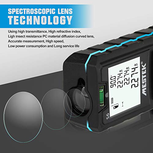 Laser Measure 164 Ft/70M MESTEK Laser Distance Meter M/in/Ft/Ft+in Measure Distance Pythagorean Distance Area Volume - Carry Bag and Battery Included