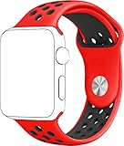 SELLERS360 Soft Durable Nike + Sport Replacement Wrist Strap for iWatch Series 1 Series 2 Apple watch band (Red/Black 42mm M/L)
