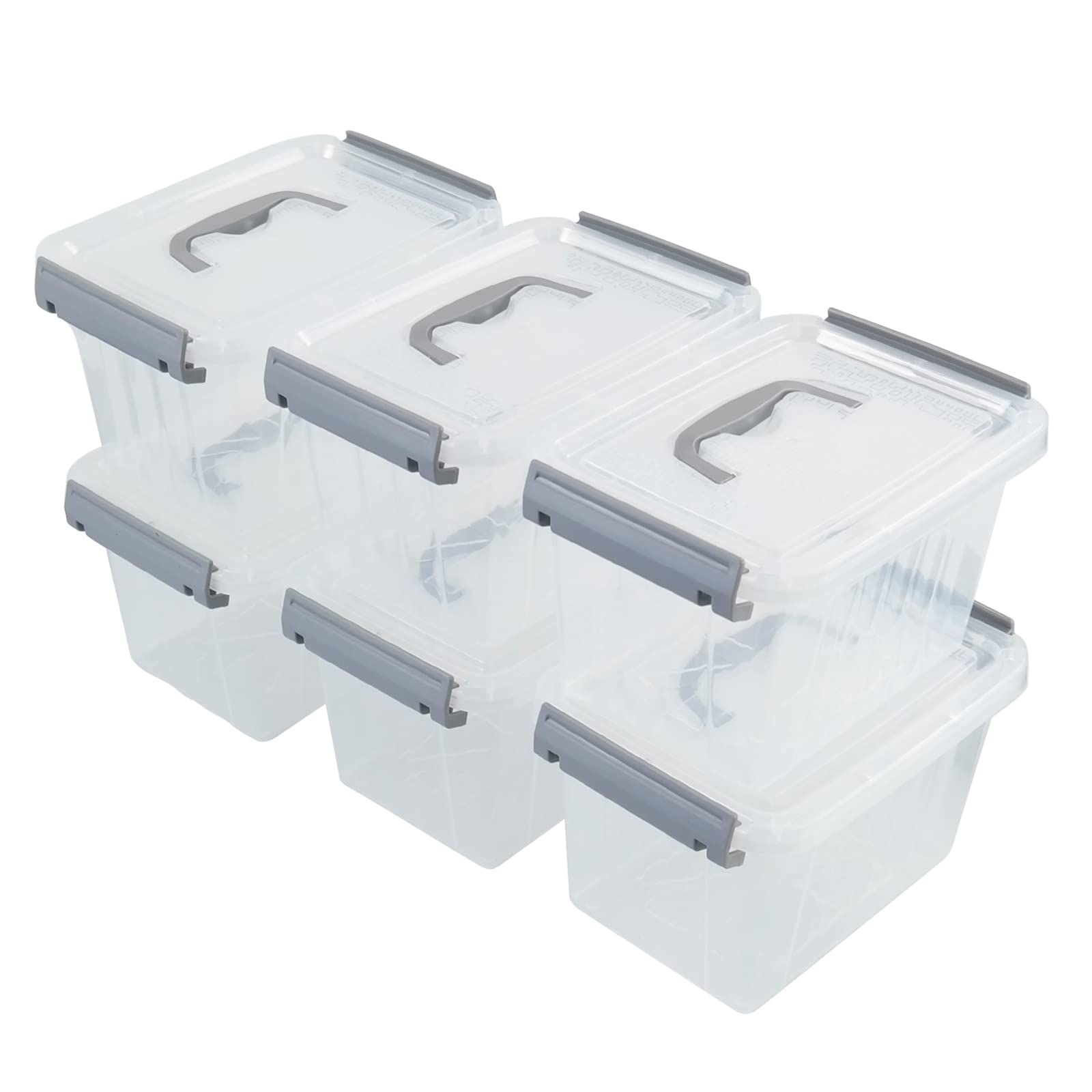 Saedy 6 Pack 3 L Small Lidded Storage Containers, Latching Storage Box with Handle