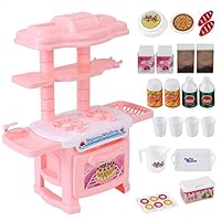 Amojor Kitchen Cooking Set,Plastic Lifelike Tableware Oven Kitchen Cooking Pretend Role Play Toy Set