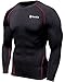 TSLA CLSX Men's UPF 50+ Long Sleeve Compression Shirts, Athletic Workout Shirt, Water Sports Rash Guard, Zero Top Black & Red, Medium