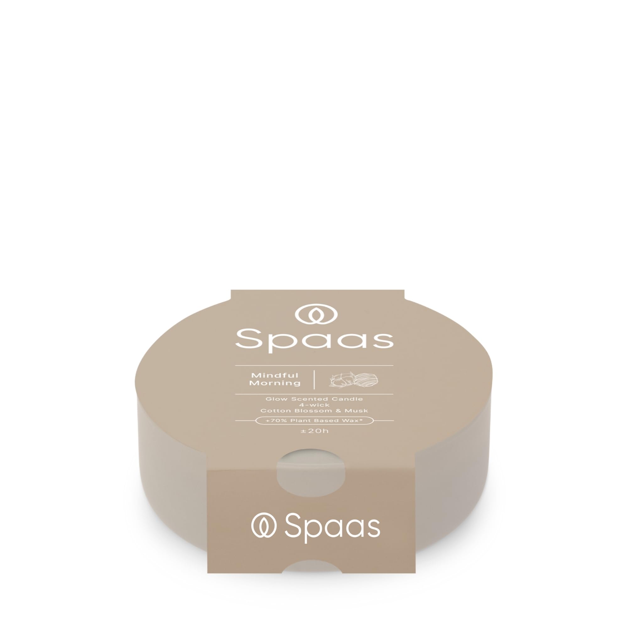 Spaas Glow Scented Candle 4-Wick 20h, Mindful Morning, Warm Grey